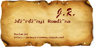 Járányi Romána névjegykártya